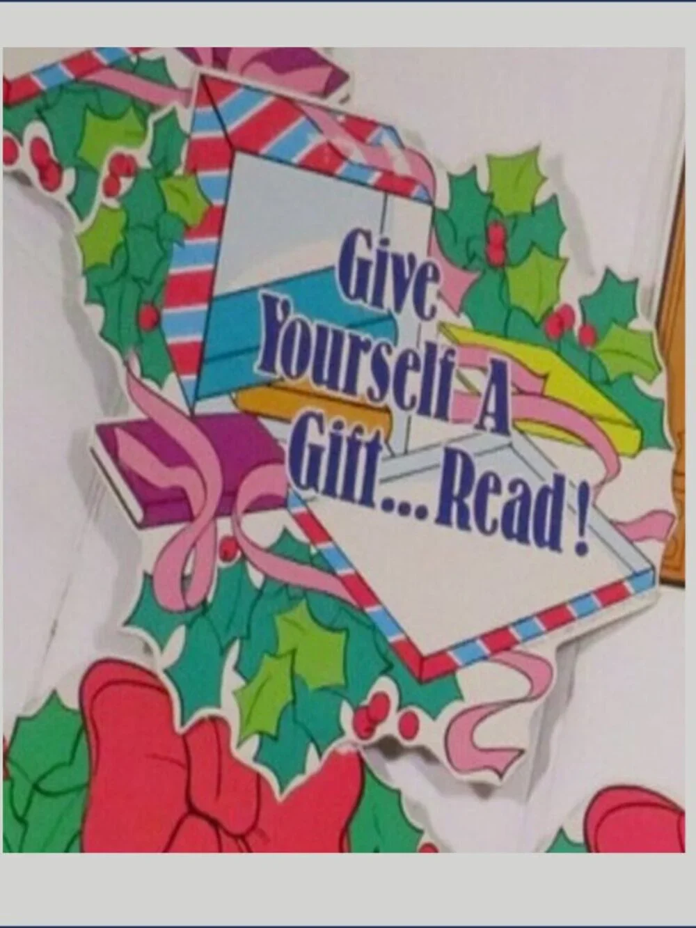 VTG Christmas Gift of Reading Bulletin Board Die Cut 7 Piece Lot 1980s Library